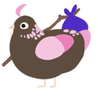 A bark and pink chicken with a neck-speckle pattern