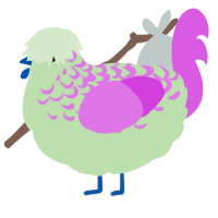 A gluppy and orchid chicken with a half-lace pattern