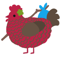 A crimson and bark chicken with a lace pattern
