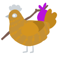 A gold and ochre chicken with a bar pattern