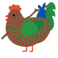 A russet and viridian chicken with a speckle pattern