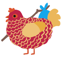 A crimson and honey chicken with a lace pattern