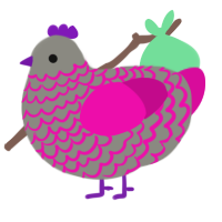 Webcomic, a ash and fuchsia chicken with a lace pattern