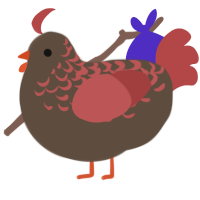 A bark and red chicken with a half-lace pattern