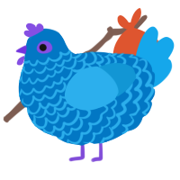 A sapphire and sky chicken with a lace pattern