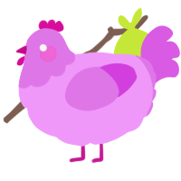 A lavender and orchid chicken with a head pattern