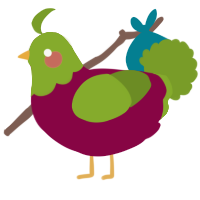 A maroon and chartreuse chicken with a head pattern