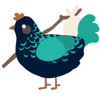 A tumblr and turquoise chicken with a half-lace pattern