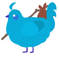 A cerulean chicken with a double-lace pattern
