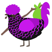 A black and amethyst chicken with a lace pattern