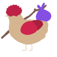 A beige and crimson chicken