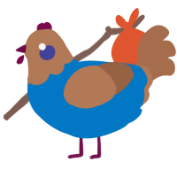 A sapphire and brown chicken with a head pattern