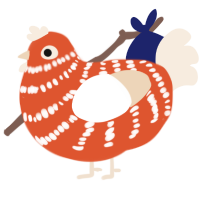 A vermilion and cream chicken with a bar pattern