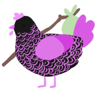 A sable and orchid chicken with a double-lace pattern
