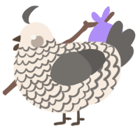 A cream and grey chicken with a lace pattern