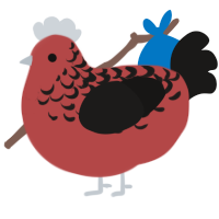 A red and sable chicken with a half-lace pattern