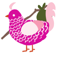 A fuchsia and rose chicken with a lace pattern