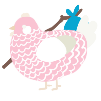 A rose and white chicken with a lace pattern