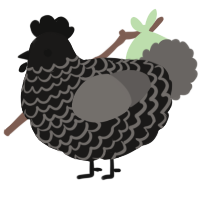 A sable and grey chicken with a lace pattern