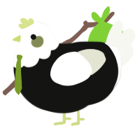 Romano, a black and white chicken with a head pattern