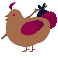 A brown and maroon chicken