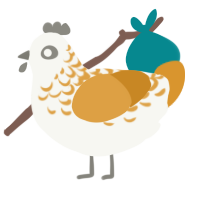 Quiche, a white and orange chicken with a half-lace pattern
