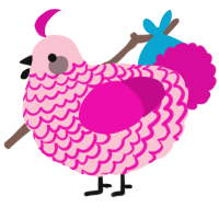 A rose and fuchsia chicken with a lace pattern