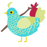 A aqua and lemon chicken with a lace pattern