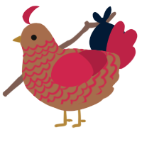 A brown and crimson chicken with a lace pattern
