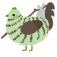 A gluppy and bark chicken with a bar pattern