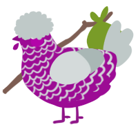 A plum and silver chicken with a lace pattern