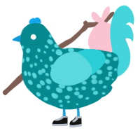 A teal and aqua chicken with a speckle pattern