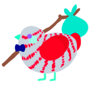 TK, a mist and crimson chicken with a bar pattern