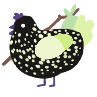 A sable and apple chicken with a speckle pattern