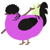 A orchid and sable chicken with a neck-band pattern