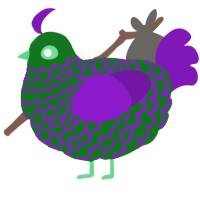 A leaf and violet chicken with a lace pattern