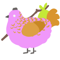 A lavender and orange chicken with a half-lace pattern