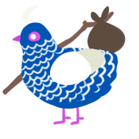 A ultramarine and white chicken with a lace pattern