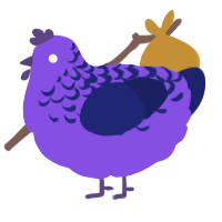 A blurple and navy chicken with a half-lace pattern