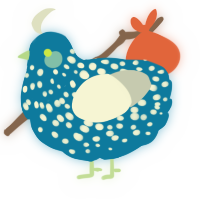 A sapphire and mist chicken with a speckle pattern