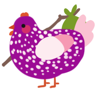 A plum and rose chicken with a speckle pattern