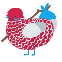 A crimson and mist chicken with a lace pattern