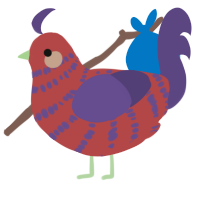 A red and overcast chicken with a bar pattern