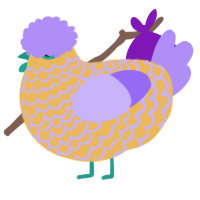 A honey and lilac chicken with a lace pattern