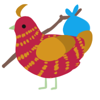 A crimson and ochre chicken with a bar pattern