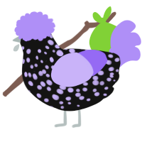 A black and lilac chicken with a speckle pattern