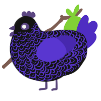 A black and indigo chicken with a double-lace pattern