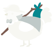 A white chicken with a head pattern