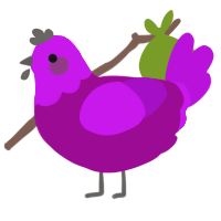 A plum and amethyst chicken with a head pattern
