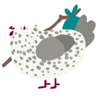A white and ash chicken with a speckle pattern